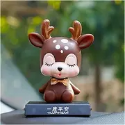 HANGQINGHENG Mobile Phone Stand Cute Decoration Head Deer Doll Stand Car Interior Dashboard Head Toy Cute (Color : Brown)