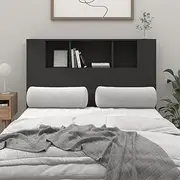 Headboard Cabinet Black, Tall Wooden Frame, Adjustable Wall Mounted Headboard with Storage, 120 cm Wide, King, Queen, Full Size Bed, Wood Board Cama de