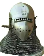 Medieval Nurnberg Bascinet Hounskell Helmet 14th Century Steel Chainmail Knight