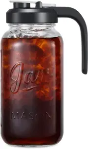 Glass Pitcher with Lid - 2 Quart Mason Jar Pitcher with Filter Lid, Wide Mouth J