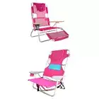Ostrich 3 in 1 Reclining Chair and Ladies Comfort On-Your-Back Beach Chair, Pink