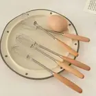 Useful Mini Egg Whisk Wooden Handle Manual Egg Beater Cooking