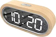 SHANGLIN Beech Wood Digital Clock Dual Alarm Snooze USB Alarm Clock Table Electronic LED Wooden Desk Clock 4-Level Brightness for Living Room Office