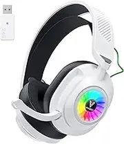 Vakedy HW10 Wireless Gaming Headset for PS5, PC, PS4, Mac, Switch, 2.4GHz USB, Bluetooth, White