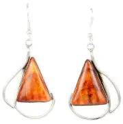Navajo Native American Orange Spiny Shell Earrings by Scott Skeets SKU229847