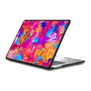 MacBook Air 15-inch (M2 - M4) Impact Case FLORAL FANTASY - Chic Girly Colorful Neon Hot Pink Bold Turquoise Aqua Blue Yellow Floral Abstract Textural Painting Fine Art Flowers Summer Garden Nature Pattern Feminine Design