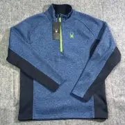Spyder Sweater Mens XL Blue Green Outbound 1/2 Zip Fleece Breathable Pullover