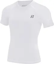 [Runhit] Boys Compression Shirt Short Sleeve Youth Basketball Undershirt Kids Quick Dry Athletic Base Layer T-Shirt White XS