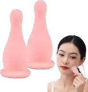 2Pcs Pink Facial Cupping Set, Mini Silicone Face Cupping Set Vacuum Suction Massage Cups for Body and Face, Face Tightening and Lifting Anti Wrinkle, Promotes Sleep Health Care