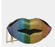 Betsey Johnson Kitsch Pucker Up Rainbow Lips Crossbody Bag BJ32940P NEW SEALED