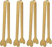 Min-i Food Tongs - Small Gold Serving Tongs | Kitchen Tongs Stainless Steel | Non Stick Sugar Cubes Tongs | Creative Heart-Shaped Design, Smooth Locking Kitchen Supplies Food Grabber For Candy Parties