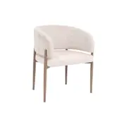 Daphne Armchair in Cream Fabric and Metal Legs with Timber Transfer in Brown Color