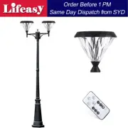 Double Head Solar Post Light 2 Head Solar Street Lantern Flat Top Lawn Walkway