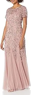 [Adrianna Papell] Women's Floral Beaded Godet Gown