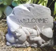 Gnome latex mold welcome rock plaster concrete elf mould 4.5" x 3.5" x 2"