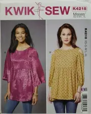 Kwik Sew K4218 High Waist Baby Doll Tops, Cold Shoulder Option Sz XS-XL UNCUT