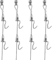 Picture Rail Hooks and Wire, 4.9 Feet Adjustable Picture Hanging Hardware for Exhibition Gallery Art Display Silver