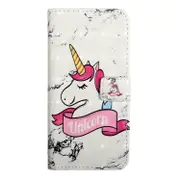 For Iphone 11 Leather Case With Stand and Card Slot and Wallet and Photo Frame(Marble Unicorn)