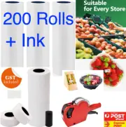 200 ROLLS + INK PLAIN WHITE PRICE PRICING GUN TAGS LABELS FOR MX 5500 MX-5500