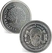 ACGZQY Memento Mori Coin - Tree of Life Memento Vivere Coin Skull Stoic Reminder Sobriety Token DEC Cool Recovery Medallion Gifts