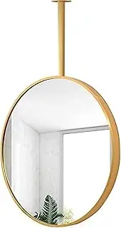 SoOSSN Gold Ceiling Hanging Make-up Mirror Round Shaving Mirrors with Wall-Mounted Metal Frame Decorative Mirrors(Diameter-60CM/23.6INCH)