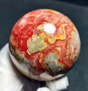 TOP 358.6 G 63MM Natural Polished Crazy Agate Crystal Sphere Ball Healing WT852