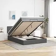Ottoman Bed Frame with Mattress Dark Grey Queen Size Storage Comfort Support