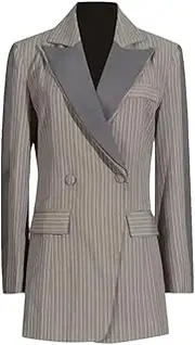 [Zadaos] Women Blazer Striped Double Breasted Long Sleeve Ladies Blazer Coat Women's Suit Jacket