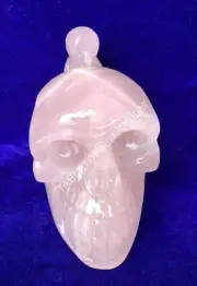 Rose Quartz Skull With Bird Arts Hand Curved Figurine Home Decorative Gift Her