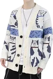 [Generic] Men's Winter Casual Knitted Cardigan Sweater Youth Solid Color Cardigan Coat Top