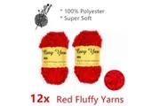 12x Red Fluffy Knitting Yarns Feather Soft Cozy Fur Wool Ball Crochet Thread