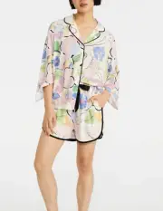 NEW PETER ALEXANDER PAINTED FLORAL SHIRT TOP & SHORTS VISCOSE PJ SET $139.90 L