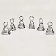 A Dozen 1.5 inch High Silver Bells Wedding Motorcycle Brass Bells Chrome Plated