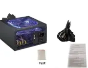 750 Watt Quiet 120mm Blue LED Fan Black ATX 12V 2.0 PSU with All Braided Slee...