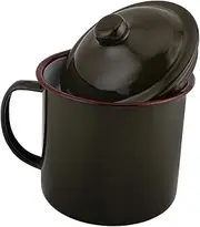 ADOCARN Retro Enamel Camping Mug with Lid Vintage Durable Drinkware for Tea Coffee and Water for Hiking and Outdoor Adventures Multipurpose Enamelware Cup