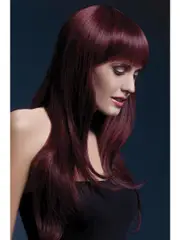 Sienna Womens Black Cherry Mid Length Fashion Wig With Fringe