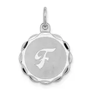 Sterling Silver Silver/Rhodium-Plated Brocaded Letter F Initial Pendant