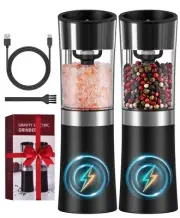Gravity Electric Salt and Pepper Grinder Set, USB-C Rechargeable Salt and Pep...