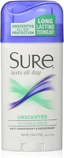 Sure Invisible Solid Anti-Perspirant and Deodorant, Unscented, 73 grams