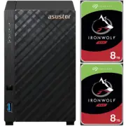 Asustor AS1102T 2-Bay Drivestor 2 NAS with 1GB RAM and 16TB (2x8TB) Seagate Iron