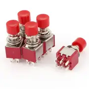 AC 250V/2A 120V/5A 6 Pin DPDT Momentary Tactile Tact Pushbutton Switch 5pcs