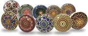 Antique Ceramic Door Knobs Drawer Knobs Cabinet Knobs and Pulls - Hand Painted Furniture Home Decor Hardware Ceramic Pulls Set of 10 Pieces (Assorted)