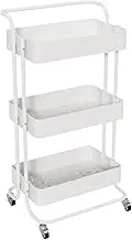 AIMALL Multi-Layer Rolling Storage Cart with Handles and Adjustable Shelves, 42 x 35 x 85 cm, Kitchen Bathroom Organiser with Lockable Wheels, White