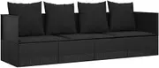 vidaXL - Lounge Bed Outdoor with Cushions, Weather-Resistant Poly Rattan in Black, Adjustable Sides, Stylish & Comfortable