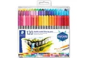 120 Staedtler Twin Tip Double Sided Fiber Pens Markers Pack Assorted Colours