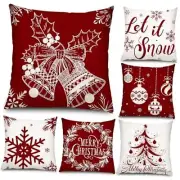 6 Pcs Christmas Pillow Covers Cushion Covers 16 x 16 Inch Red and White Style