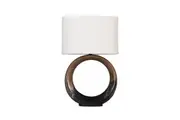 Myra Modern Ceramic Base Fabric Shade Desk Table Light Lamp Black/Gold/Cream
