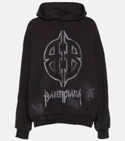 [Balenciaga] Balenciaga Metal BB cotton fleece hoodie AU 12 black