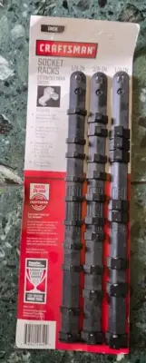 3pc CRAFTSMAN SOCKET HOLDER RAILS RACKS 1/4 3/8" 1/2" MOUNTABLE USA MADE BLACK