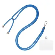 Phone Lanyard Adjustable Neck Lanyard with Transparent Patch Bright Blue